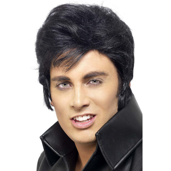 Elvis Presley Wig Adult Black Quiff Iconic Costume Accessory 1