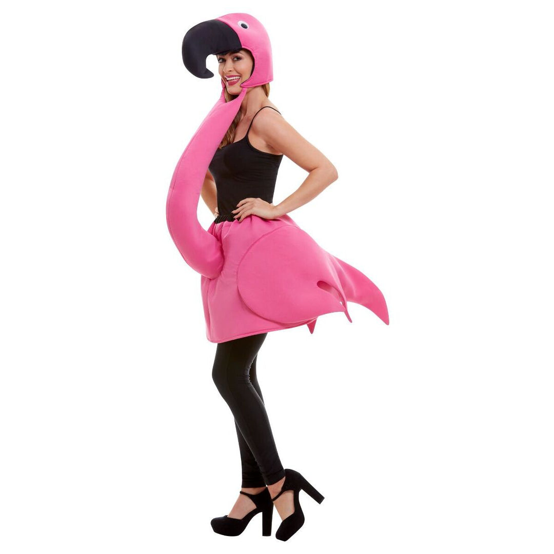 Flamingo Costume Adult One Piece Padded Body with Attached Neck and Hood 1