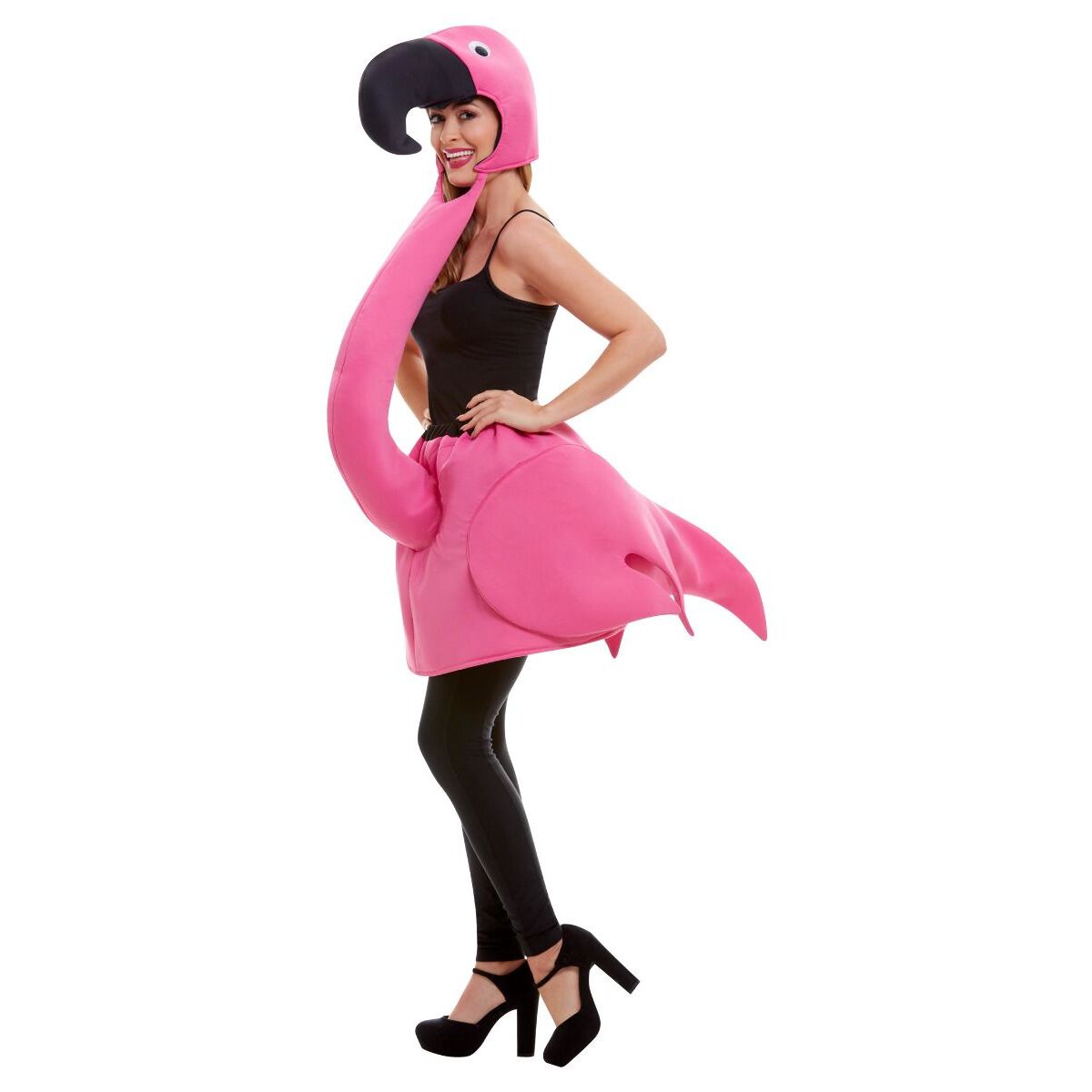 Flamingo Costume Adult One Piece Padded Body with Attached Neck and Hood 1