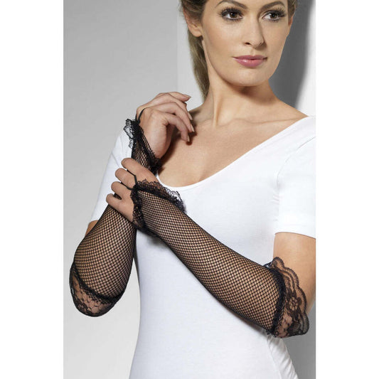 Fingerless Fishnet Gloves Black Adult Dress Up Accessory 1