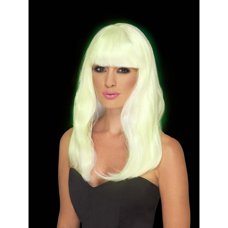 Glam Party Wig Adult Glow In The Dark Long Halloween Accessory 1