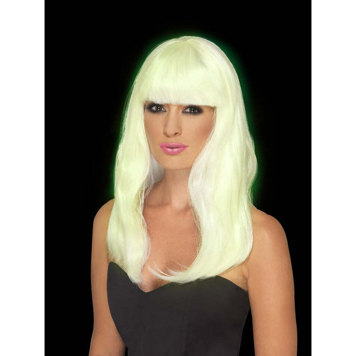 Glam Party Wig Adult Glow In The Dark Long Halloween Accessory 1