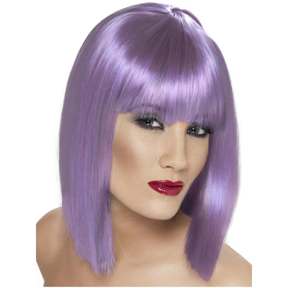 Glam Wig Lilac Short Blunt With Fringe Adult Costume Hair 1