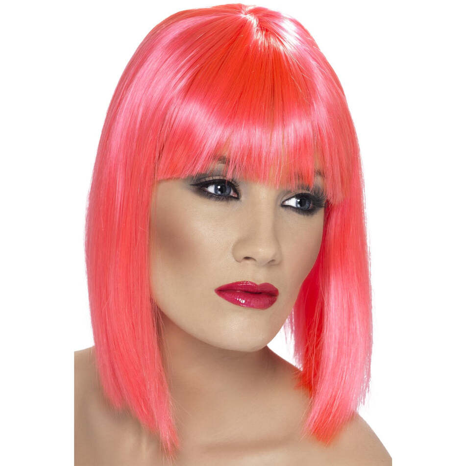 Glam Wig Adult Pink Short Fringed Fantasy Costume Hair 1