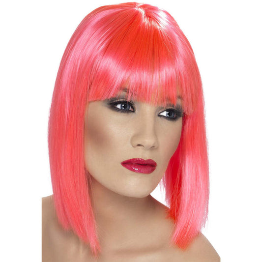Glam Wig Adult Pink Short Fringed Fantasy Costume Hair 1