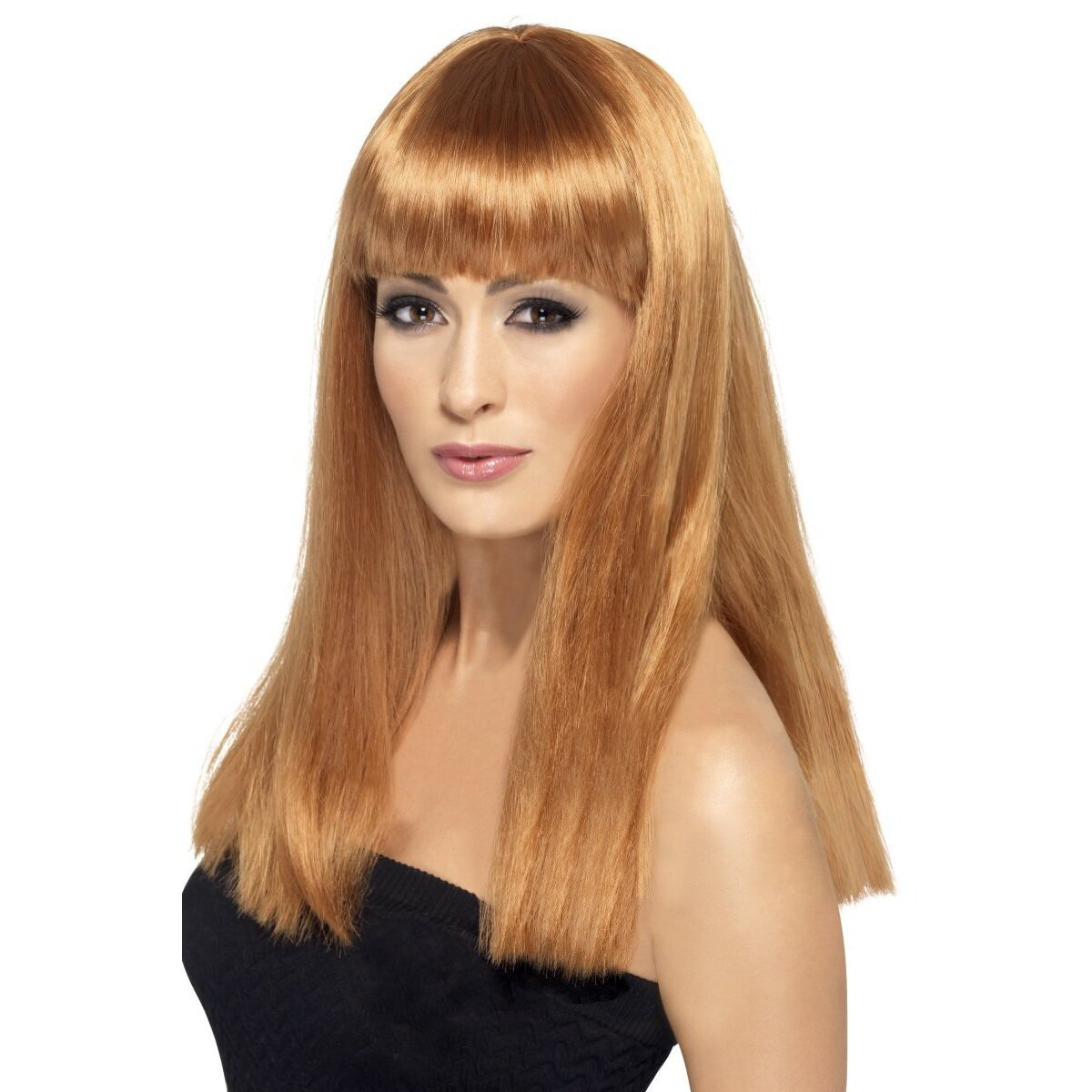 Glamourama Wig Auburn Long Straight with Fringe 1