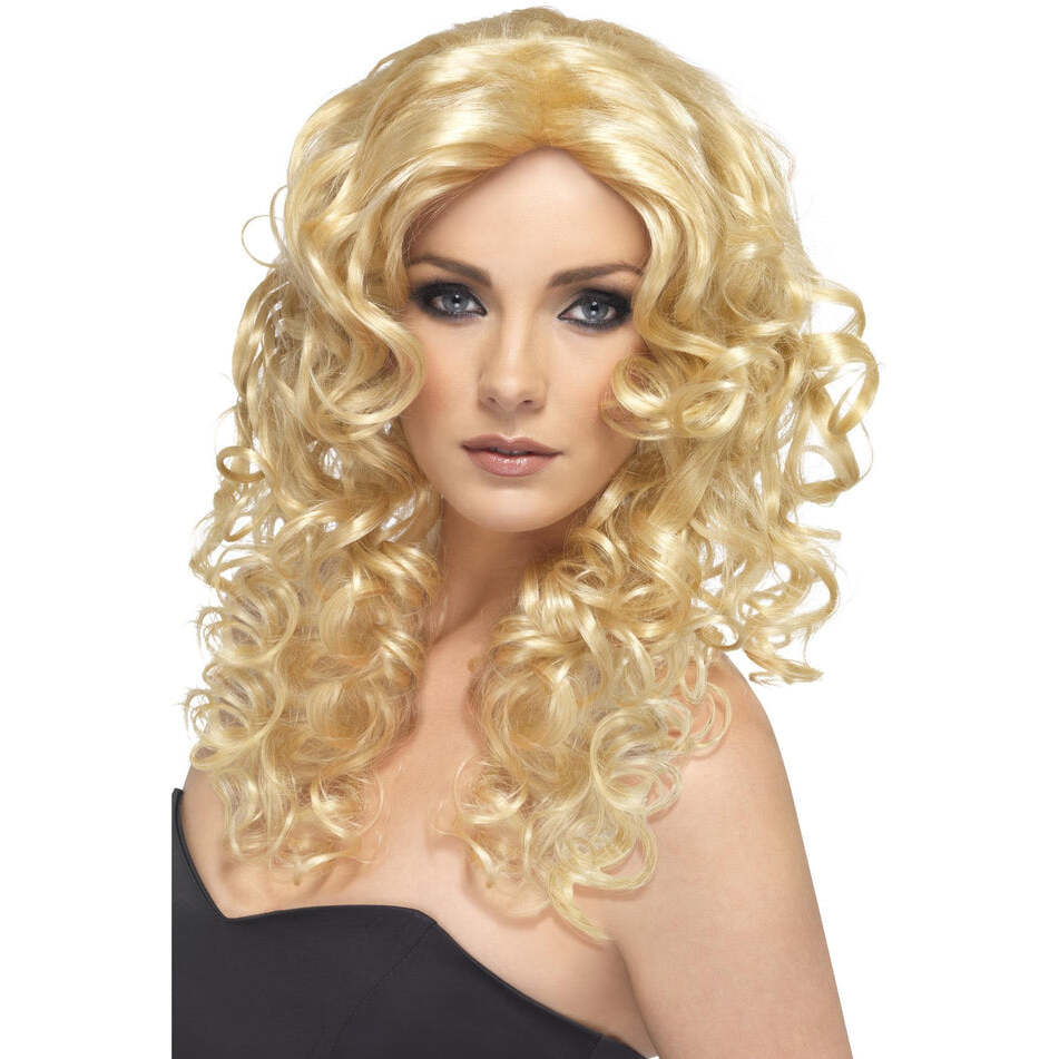 Blonde Long Curly Glamour Wig Hollywood Starlet Costume Hair 1