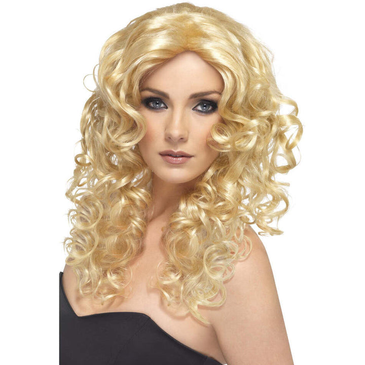 Blonde Long Curly Glamour Wig Hollywood Starlet Costume Hair 1