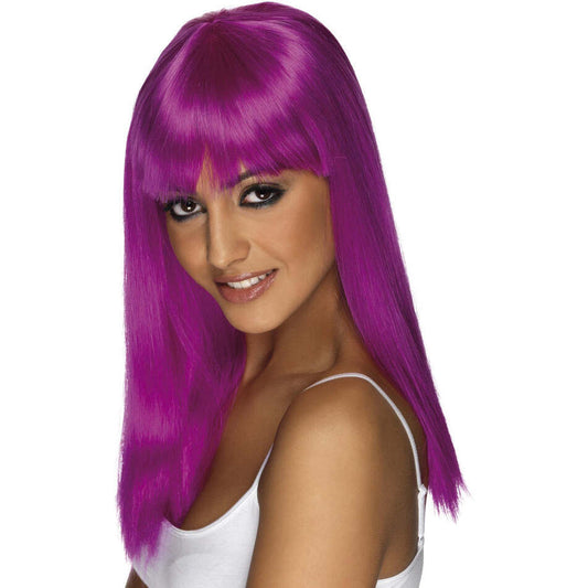 Glamourama Wig Adult Purple Long with Fringe Fantasy Costume Hair 1