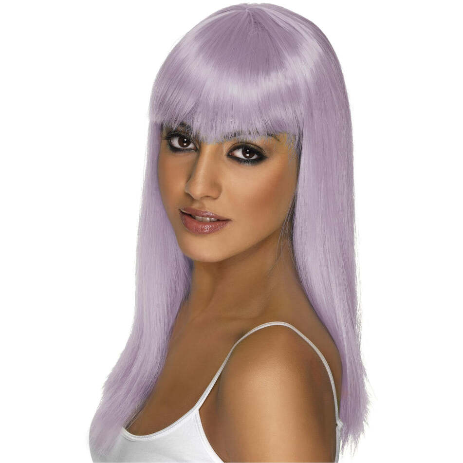 Glamourama Wig Lilac Long Straight with Fringe Adult Costume Hair 1