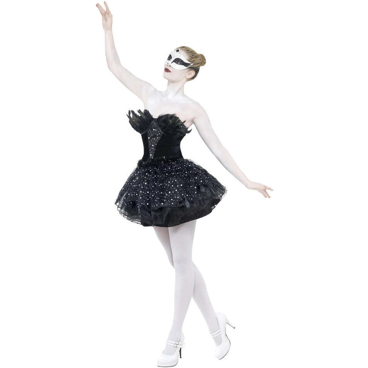 Gothic Swan Masquerade Costume Adult Black Sequin Ballerina Dress 1