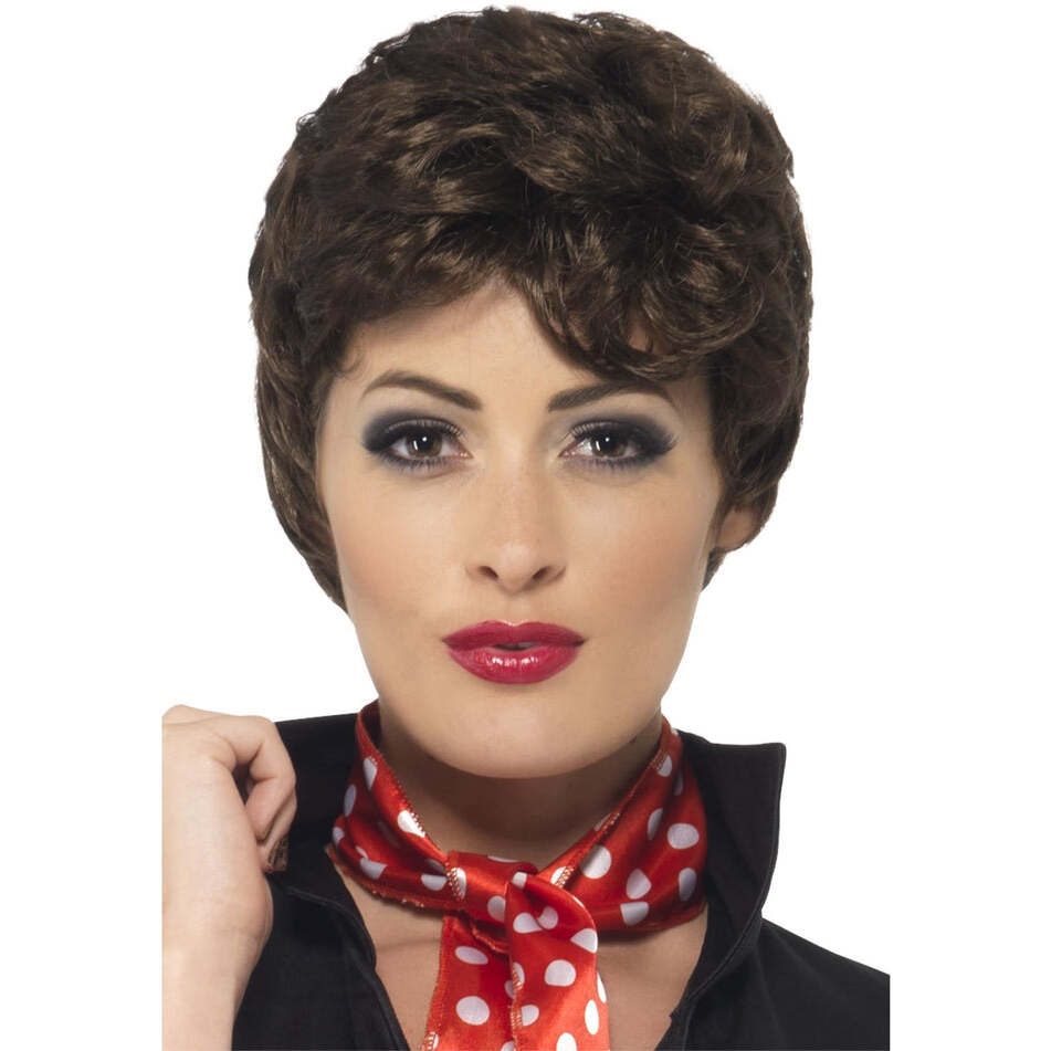 Grease Rizzo Wig Adult Short Brown Costume Hair 1