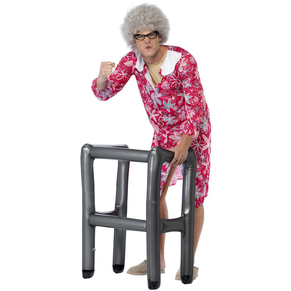 Inflatable Zimmer Frame Adult Silver 84cm Elderly Costume Accessory 1
