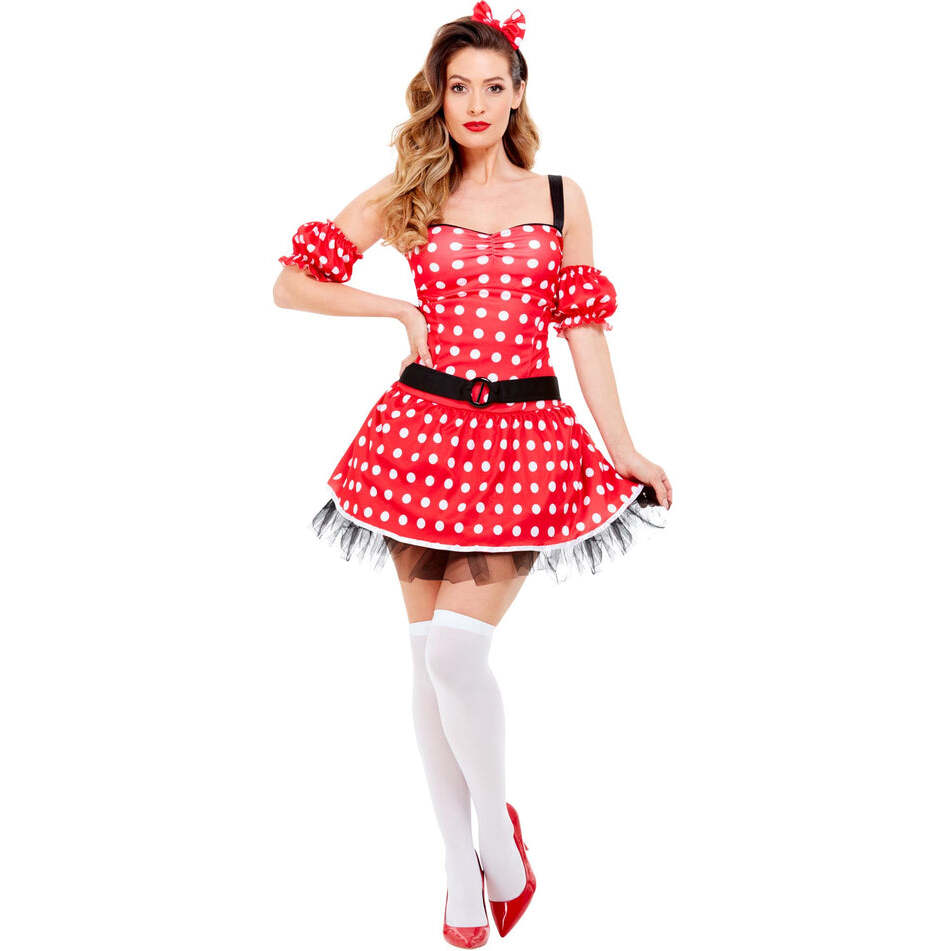 Madame Mouse Costume Adult Red Minnie Dress and Headband 1