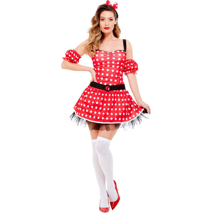 Madame Mouse Costume Adult Red Minnie Dress and Headband 1