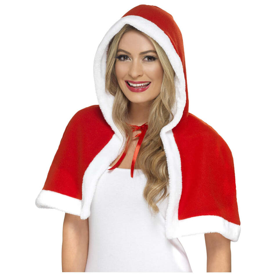 Miss Claus Mini Cape Adult Red Xmas Costume Accessory 1