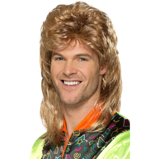 Mullet Wig Brown with Blonde Highlights Adult Costume Hair 1