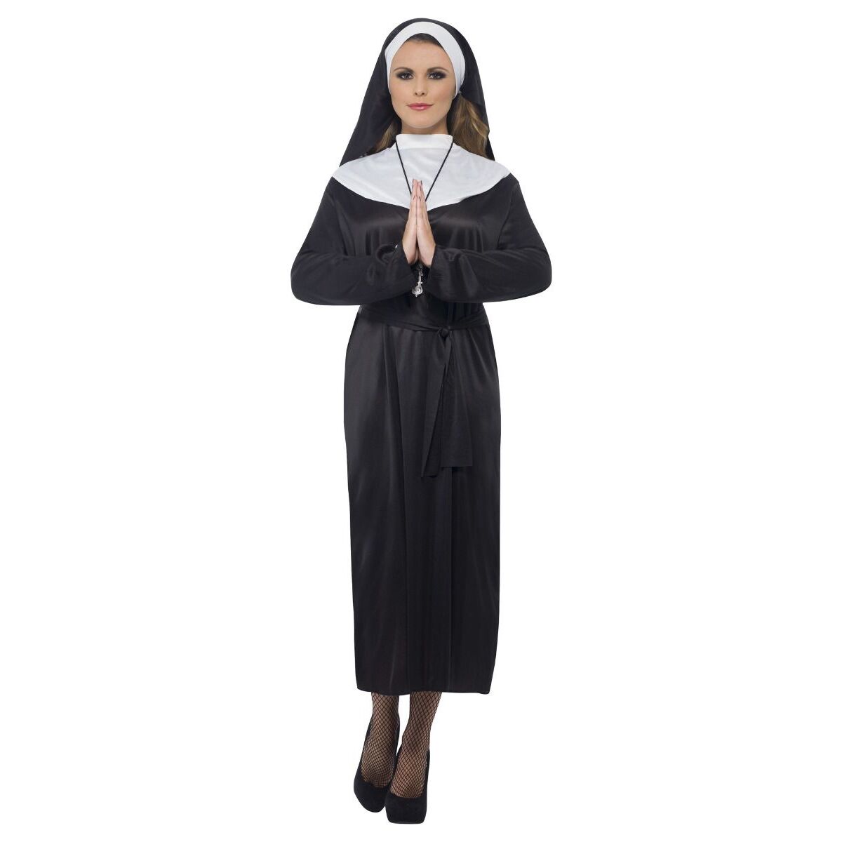 Nun Costume Adult Black White Head Scarf 1