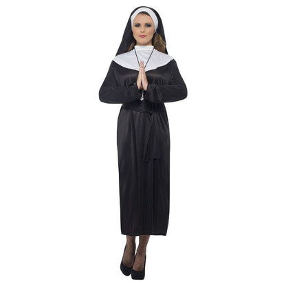 Nun Costume Adult Black White Head Scarf 1