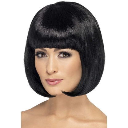 Partyrama Wig 12 Inch Adult Black Short Bob with Fringe Costume Hair 1