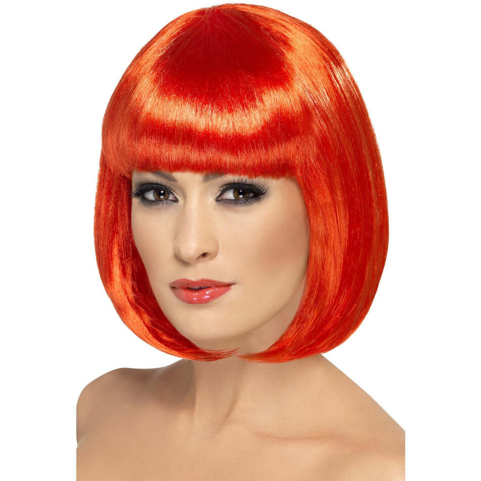 Partyrama Wig Red Short Bob with Fringe 12 Inch Costume Party Hair 1