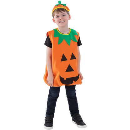 Pumpkin Costume Kids Orange Black Bodysuit and Hat 1