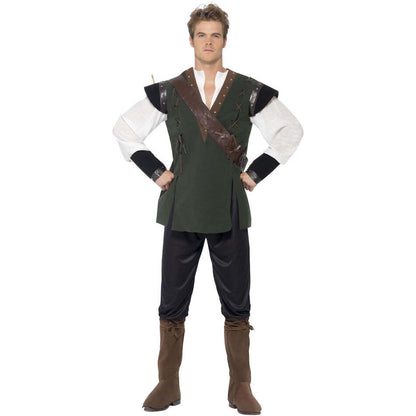 Robin Hood Costume Adult Green Trousers Tabard Shirt Sholder Belt Arrow Holder and Boot Covers 1