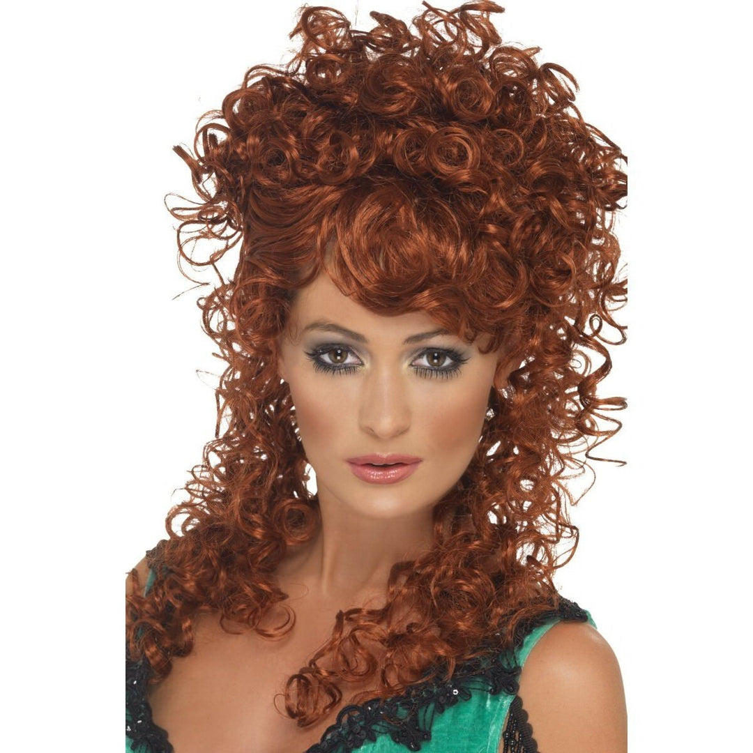 Saloon Girl Wig Adult Auburn Long Curly 1