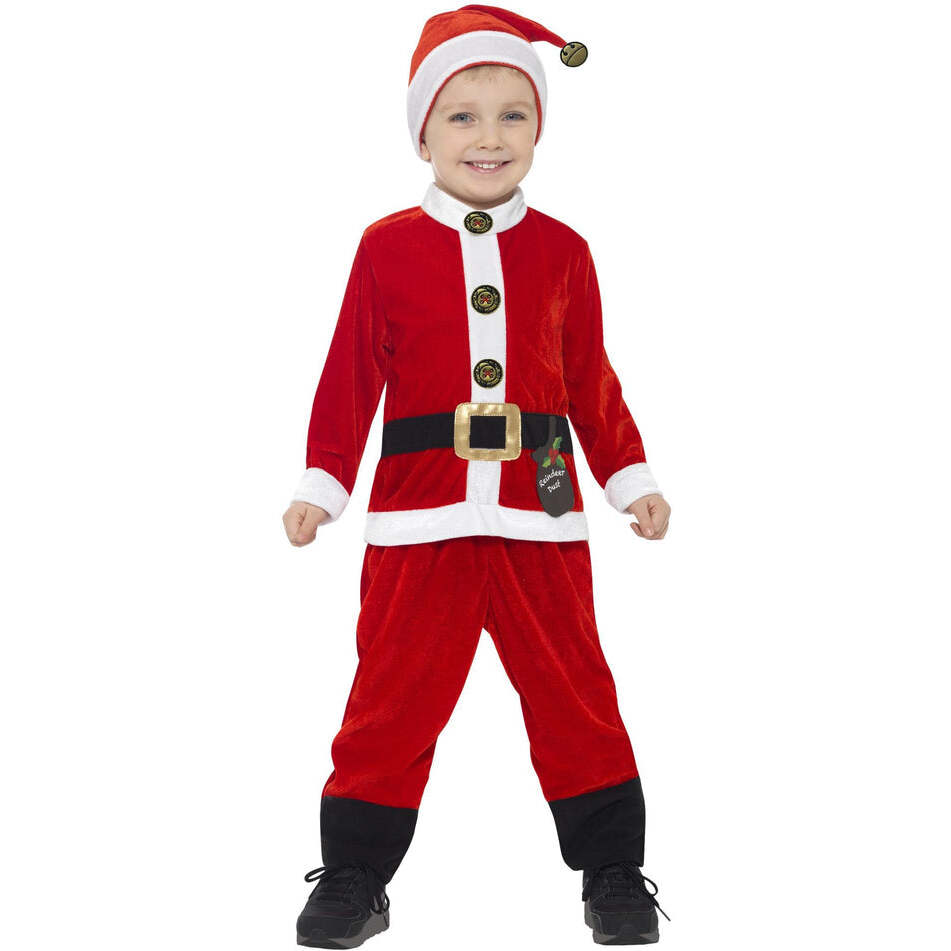Santa Toddler Costume Red White Jumpsuit and Hat 1