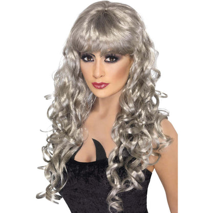 Siren Wig Adult Curly Long Silver Fringed Costume Hair 1