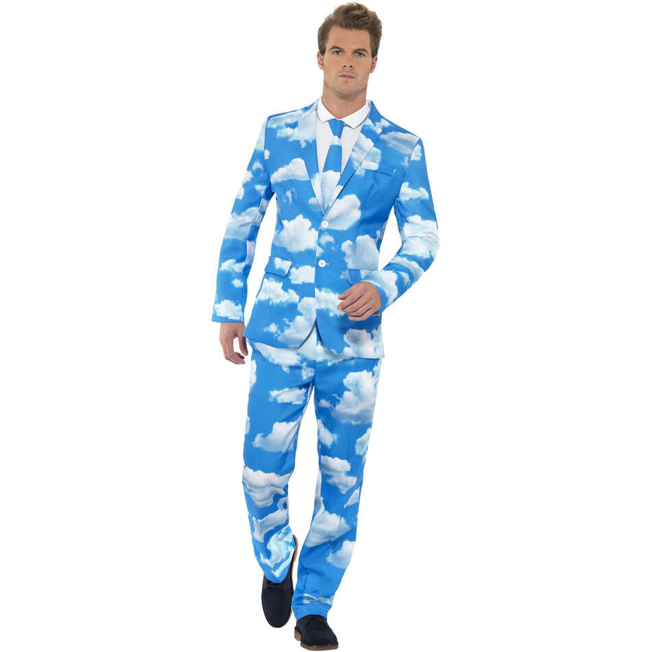 Sky High Suit Stand Out Adult Blue White Cloud Jacket Trousers and Tie 1