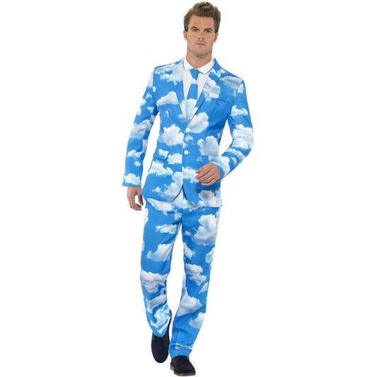 Sky High Suit Stand Out Adult Blue White Cloud Jacket Trousers and Tie 1