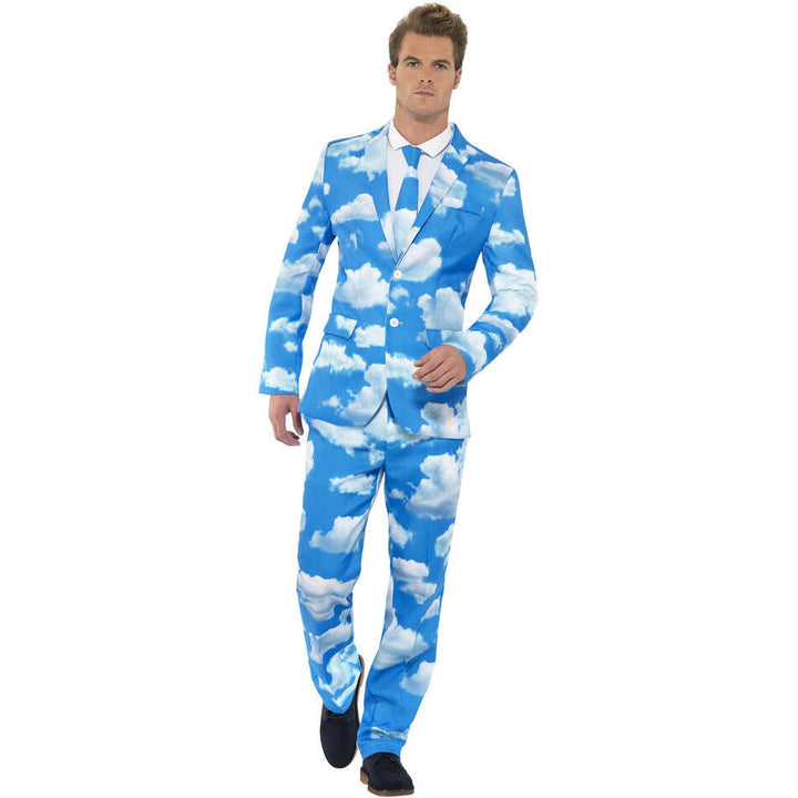Sky High Suit Stand Out Adult Blue White Cloud Jacket Trousers and Tie 1