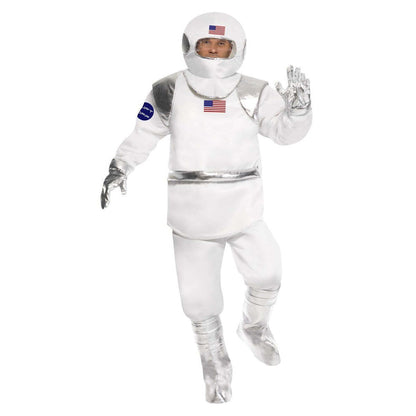 Spaceman Costume Adult White Top Trousers Helmet Gloves Shoe Covers 1
