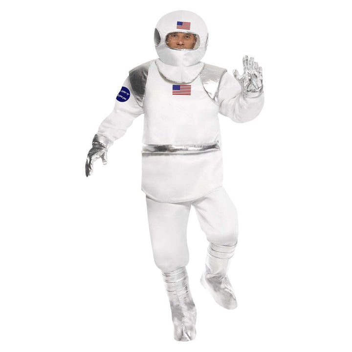 Spaceman Costume Adult White Top Trousers Helmet Gloves Shoe Covers 1