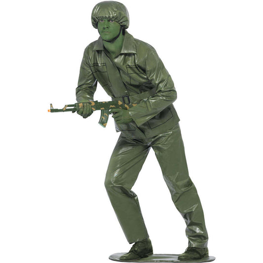Toy Soldier Adult Green Uniform Costume Top Trousers Belt Hat and Foot-Base 1