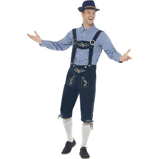 Traditional Rutger Bavarian Costume Deluxe Adult Blue Lederhosen Shirt 1