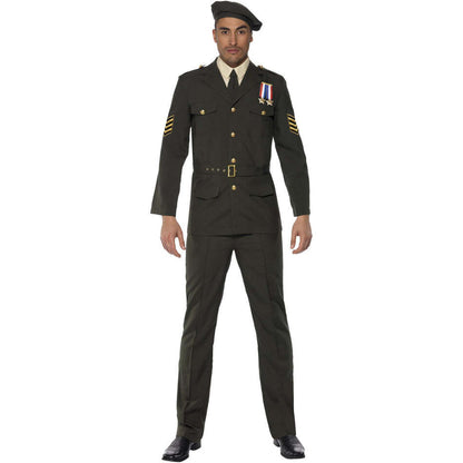 Wartime Officer Adult Green Beret Tie Trousers Belt and Jacket 1