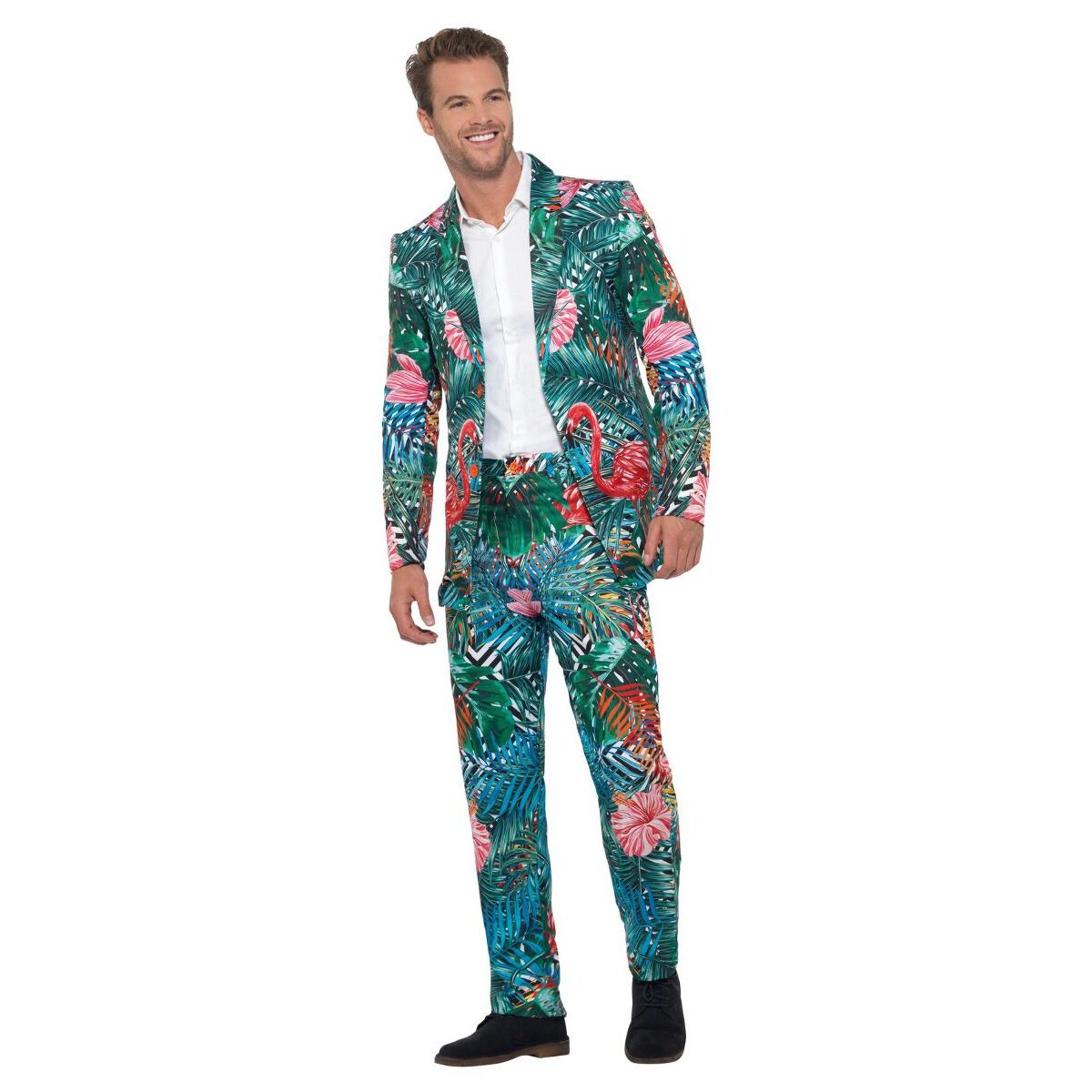 Hawaiian Tropical Flamingo Suit Adult Multi Coloured Jacket and Trousers 1