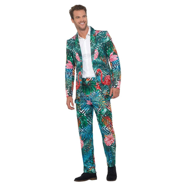 Hawaiian Tropical Flamingo Suit Adult Multi Coloured Jacket and Trousers 1