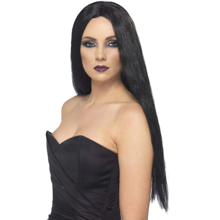 Witch Wig Black 61cm Long Centre Parting Adult Costume Accessory 1
