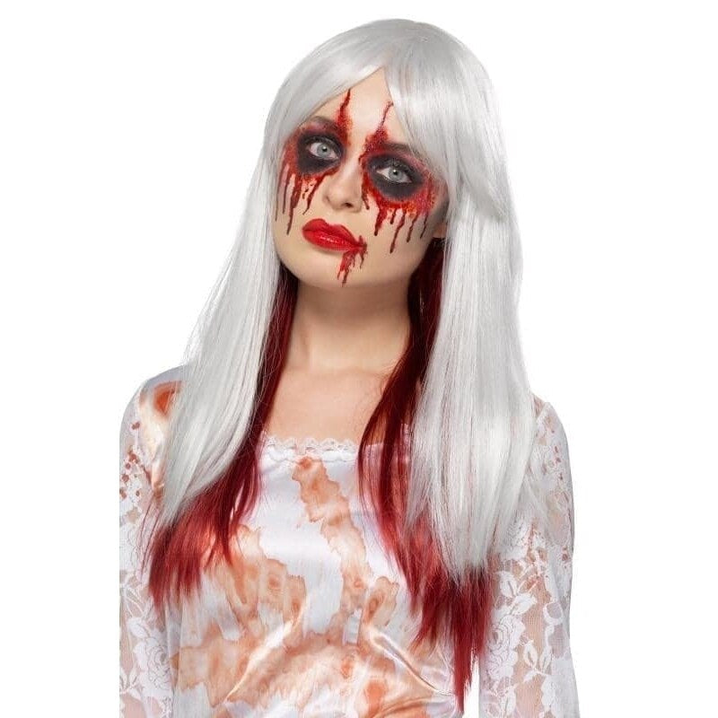Deluxe Blood Drip Ombre Wig Adult White Red 1