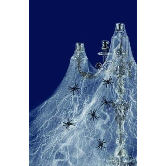 Spider Web Decoration Adult White Web 6 Spiders Halloween Party Prop 1