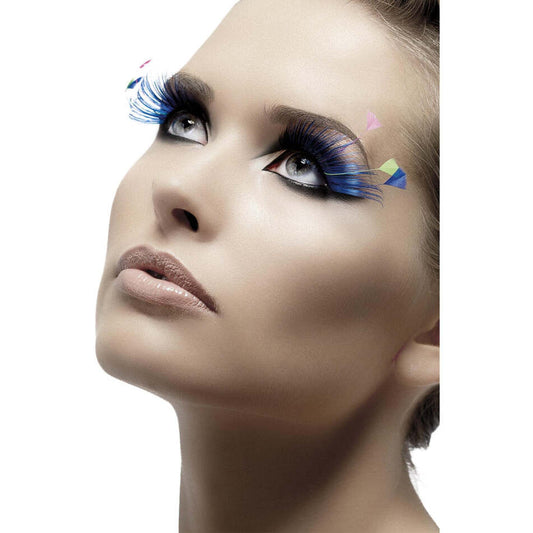 Eyelashes Adult Blue with Feather Plumes and Glue 1