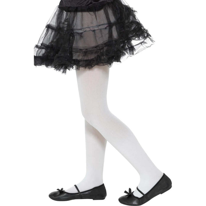 Opaque Tights Childs White Age 6 to 12 1