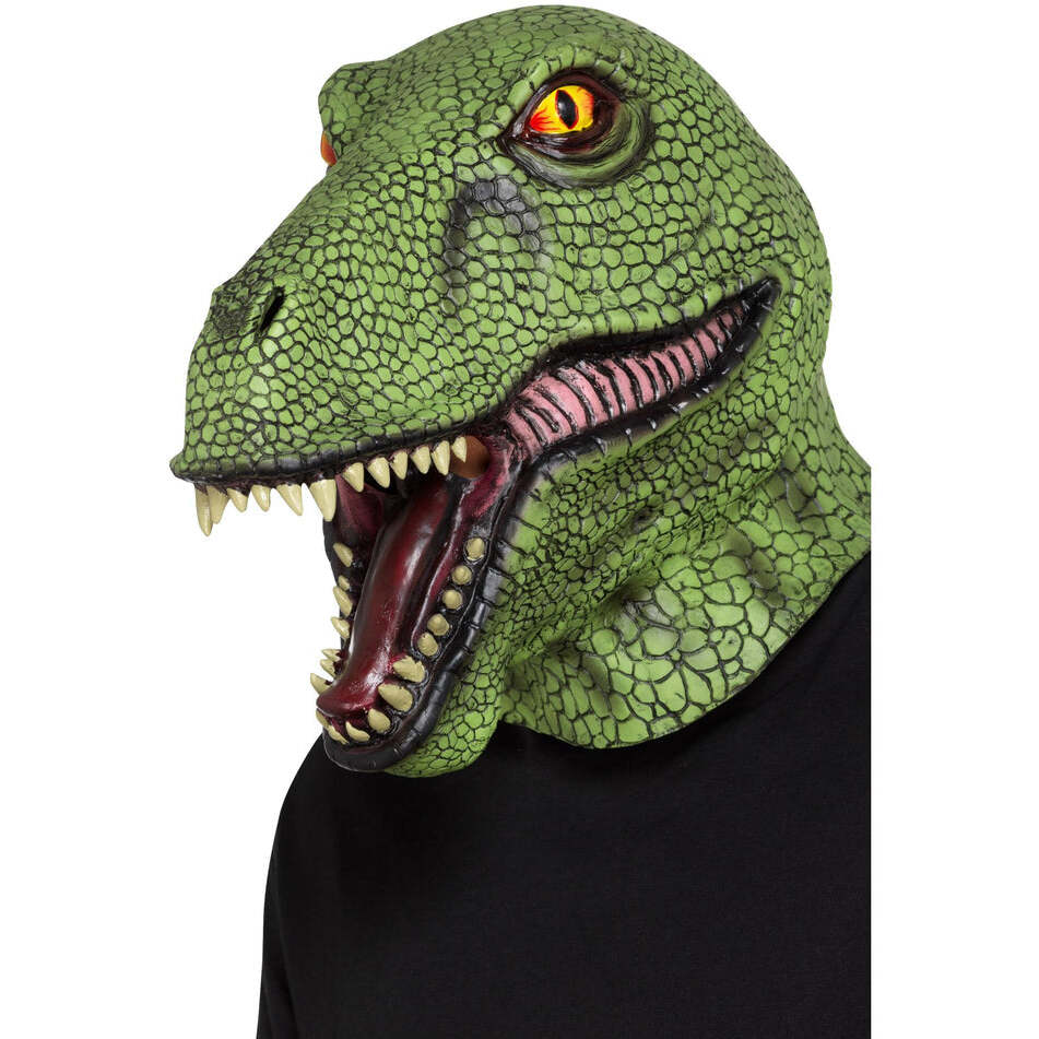 Dinosaur Latex Mask Adult Green Full Overhead Animal Costume Accessory 1