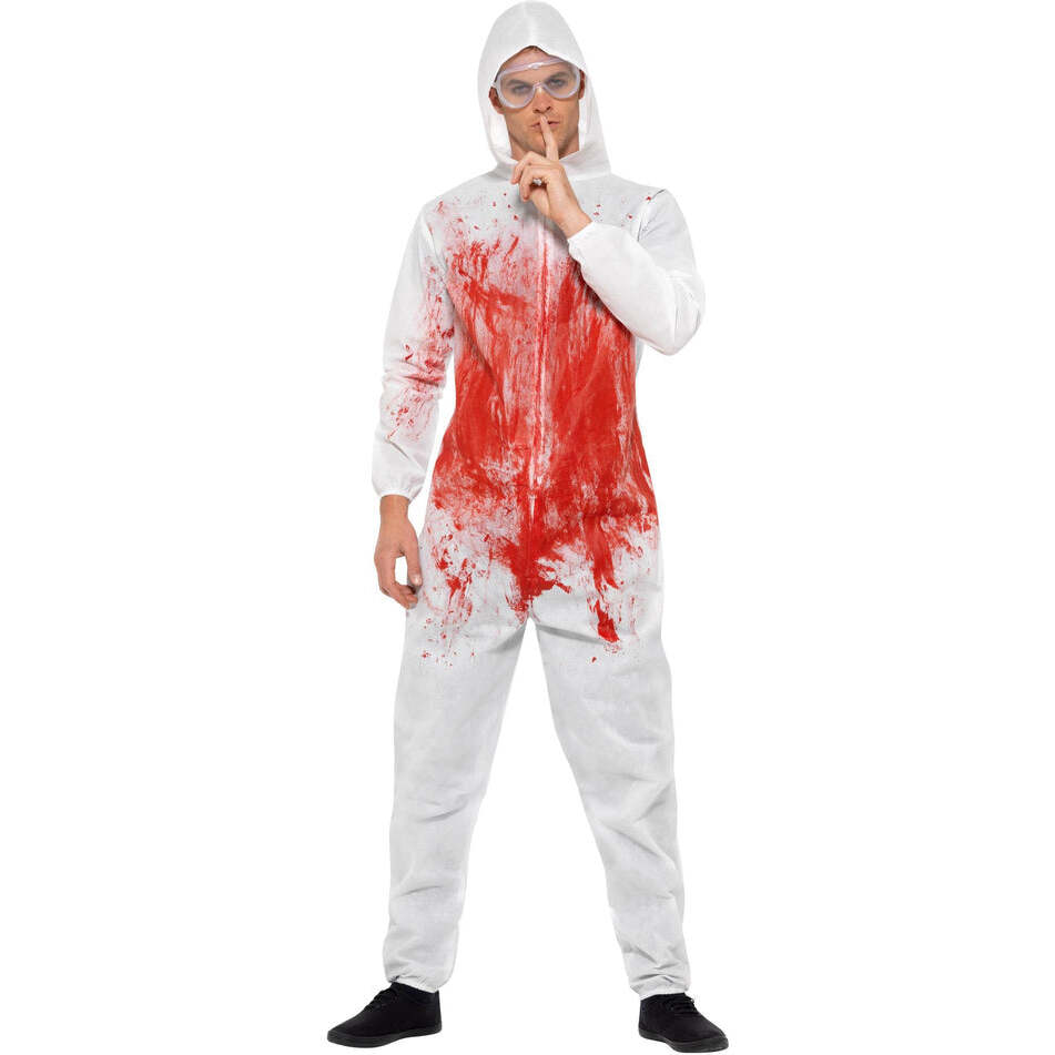 Bloody Forensic Overall Costume Adult Jumpsuit with Goggles 1