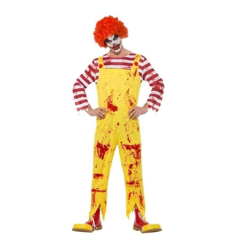 Kreepy Killer Clown Costume Adult Yellow with Red Jumpsuit 1