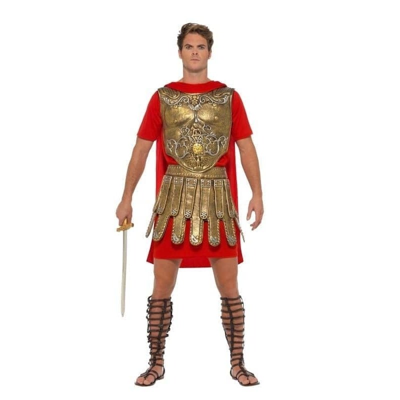 Economy Roman Gladiator Costume Adult Gold Red 1