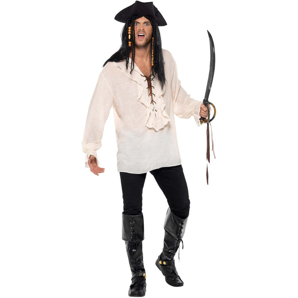 Pirate Shirt Adult Ivory with Lace Up Front Costume Accessory 1